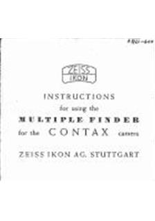 Zeiss Ikon Contax Accessories manual. Camera Instructions.